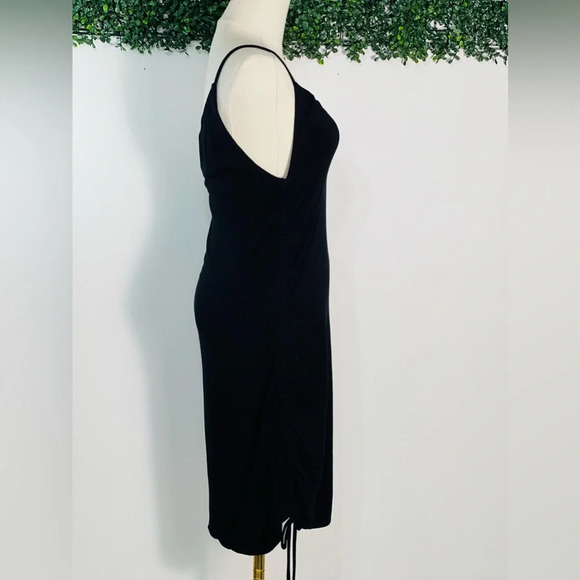 Michael Lauren Darren Black One Shoulder Tank Dress Drawstring Side Size Medium - Picture 2 of 12